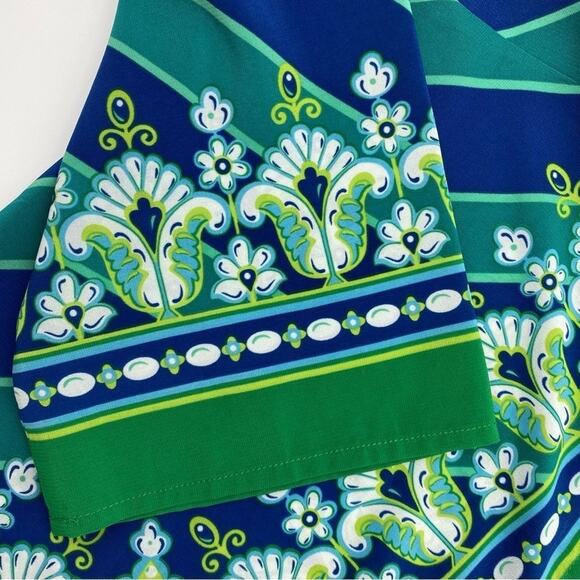 Bob Mackie Blouse Woman's Small Blue & Green Wearable Art Artsy Printed Bohemian - Picture 5 of 8